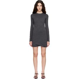 Jil Sander Jil Sander Gray Long Sleeves Crew Neck Double Layer Minidress