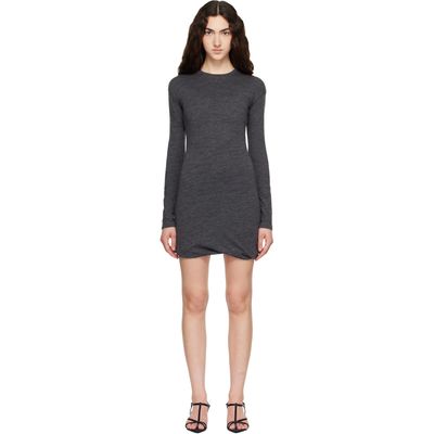 Jil Sander Jil Sander Gray Long Sleeves Crew Neck Double Layer Minidress