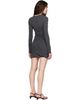 Jil Sander Jil Sander Gray Long Sleeves Crew Neck Double Layer Minidress - 3