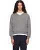 Jil Sander Jil Sander Gray LS V-Neck Sweater - 1