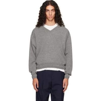 Jil Sander Jil Sander Gray LS V-Neck Sweater