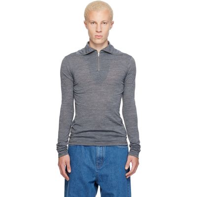 Jil Sander Jil Sander Gray LS Zip Polo