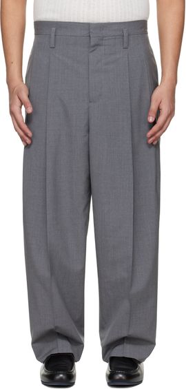 Jil Sander Jil Sander Gray Pleated Virgin Wool Trousers