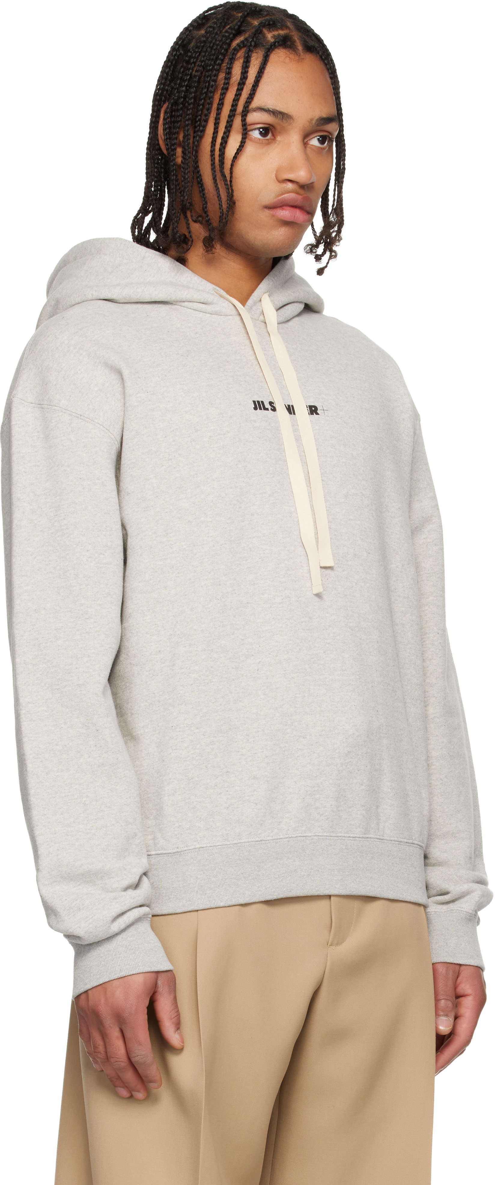 Jil Sander - Gray Printed-Logo Hoodie