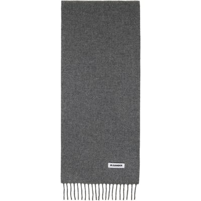 Jil Sander Jil Sander Gray Slim Wool Scarf