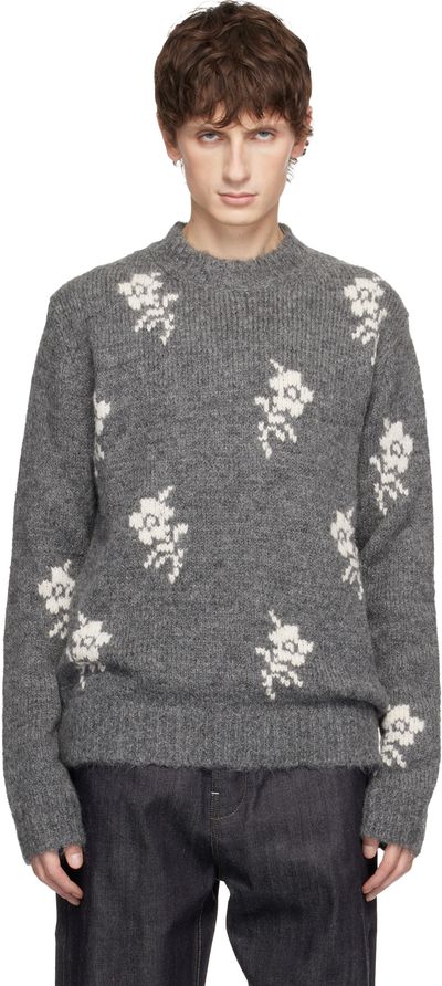 Jil Sander Jil Sander Gray Wool Blend Crew-Neck Sweater