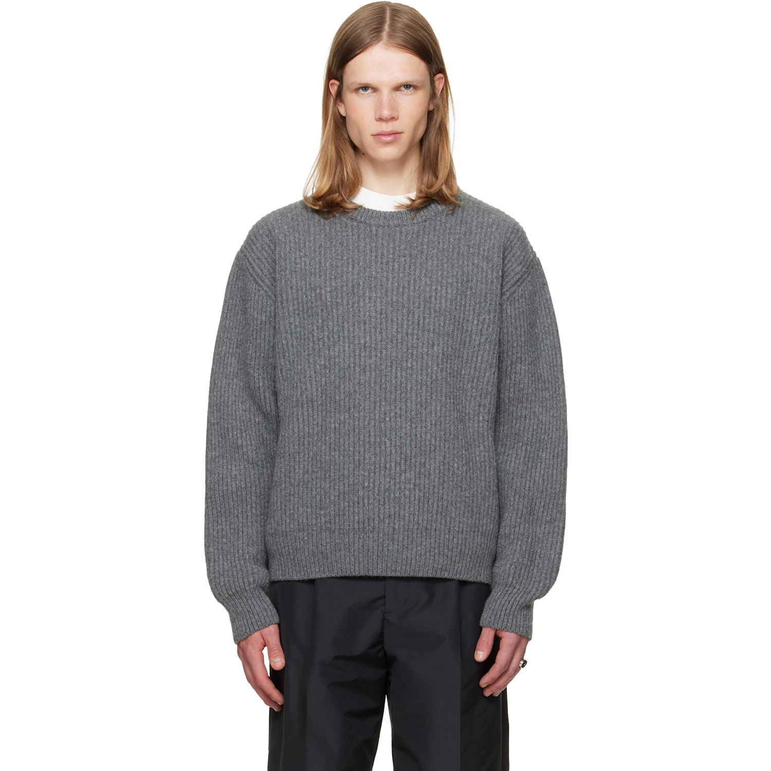 Jil Sander - Gray Wool Crew-Neck Sweater