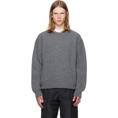 Jil Sander Jil Sander Gray Wool Crew-Neck Sweater