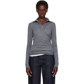 Jil Sander Jil Sander Gray Wool Half Zip Polo