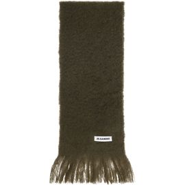 Jil Sander Jil Sander Green Plain Mohair Wool Scarf