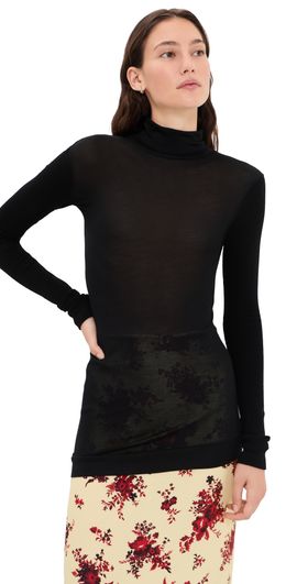 Jil Sander Jil Sander Long Sleeve Silk Top Black