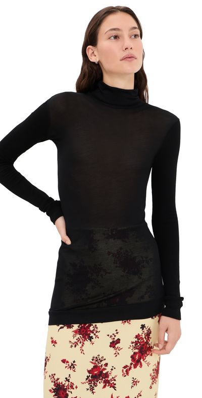 Jil Sander Jil Sander Long Sleeve Silk Top Black