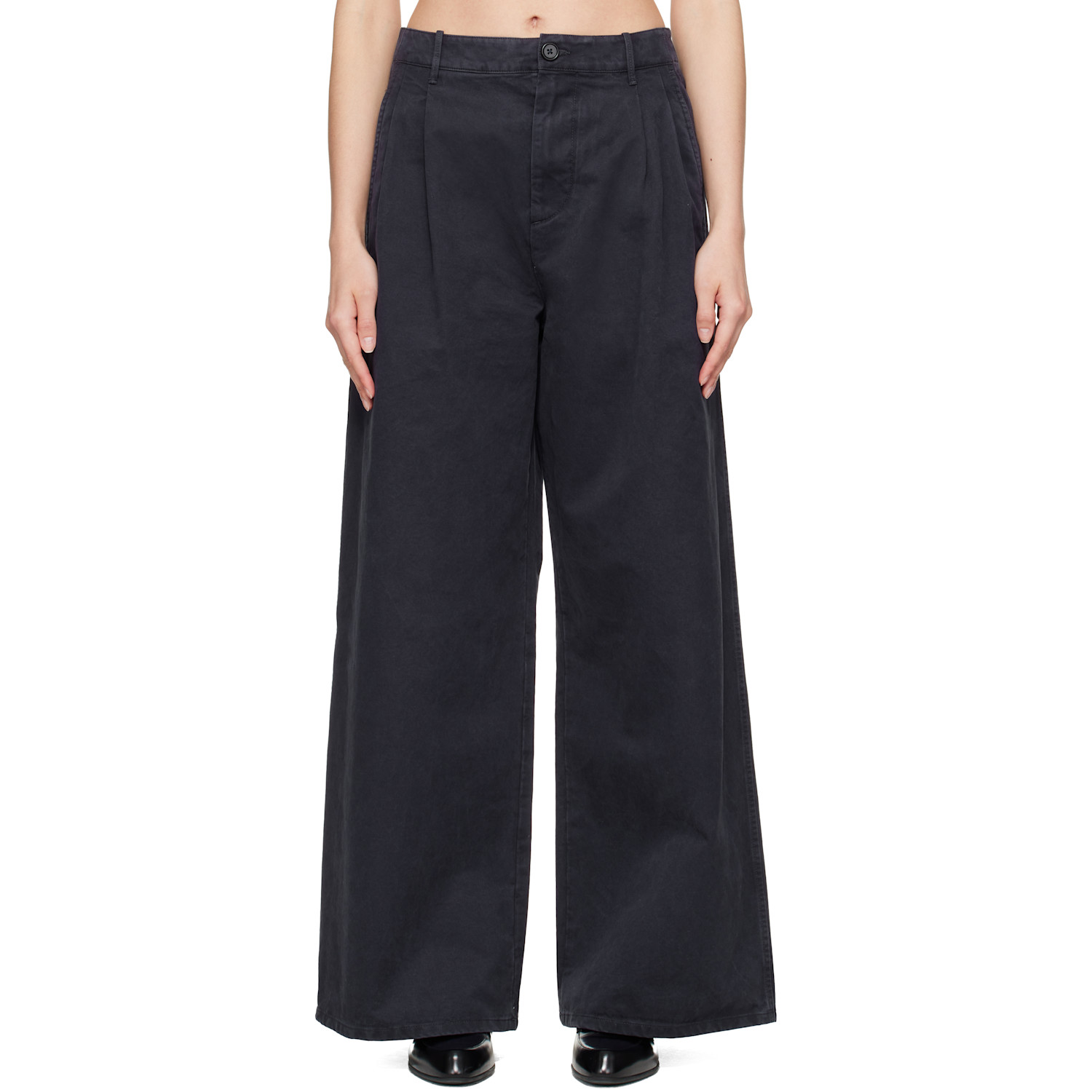 Jil Sander - Navy Casual Wide Leg Pleated Trousers