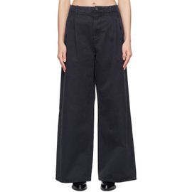 Jil Sander Jil Sander Navy Casual Wide Leg Pleated Trousers