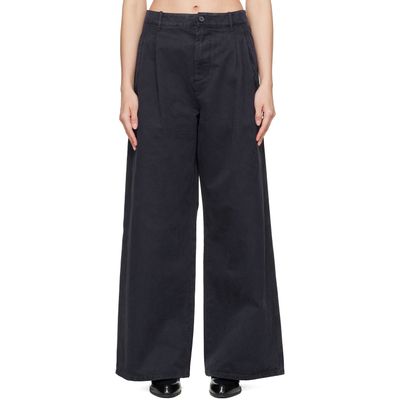Jil Sander Jil Sander Navy Casual Wide Leg Pleated Trousers