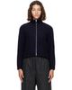 Jil Sander Jil Sander Navy High Neck Zip-Up Cropped Jacket - 1