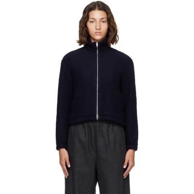 Jil Sander Jil Sander Navy High Neck Zip-Up Cropped Jacket