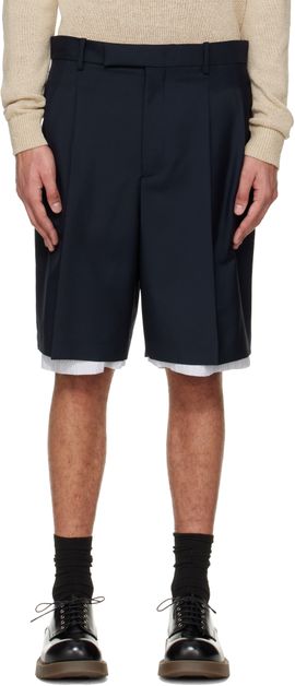 Jil Sander Jil Sander Navy Wool Canvas Shorts