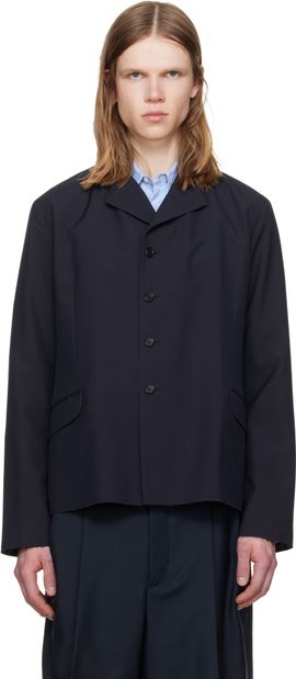 Jil Sander Jil Sander Navy Wool Poplin Blazer