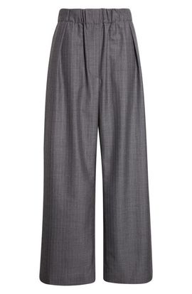 Jil Sander Jil Sander Pleated Pinstripe Elastic Waist Wool Wide Leg Pants