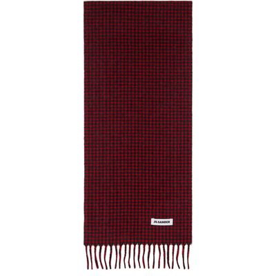 Jil Sander Jil Sander Red & Black Check Scarf