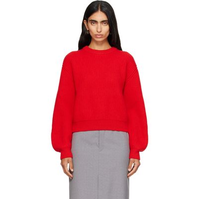 Jil Sander Jil Sander Red Wool Crew-Neck Sweater