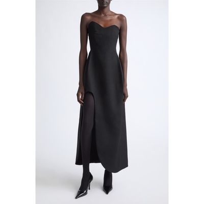 Jil Sander Jil Sander Sculpted Strapless Virgin Wool Midi Dress