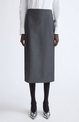 Jil Sander Jil Sander Straight Wool & Mohair Midi Skirt