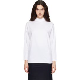 Jil Sander Jil Sander White Long Sleeves Mock Neck Boxy Fit T-shirt