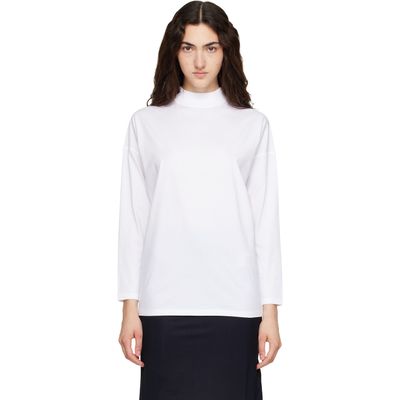 Jil Sander Jil Sander White Long Sleeves Mock Neck Boxy Fit T-shirt