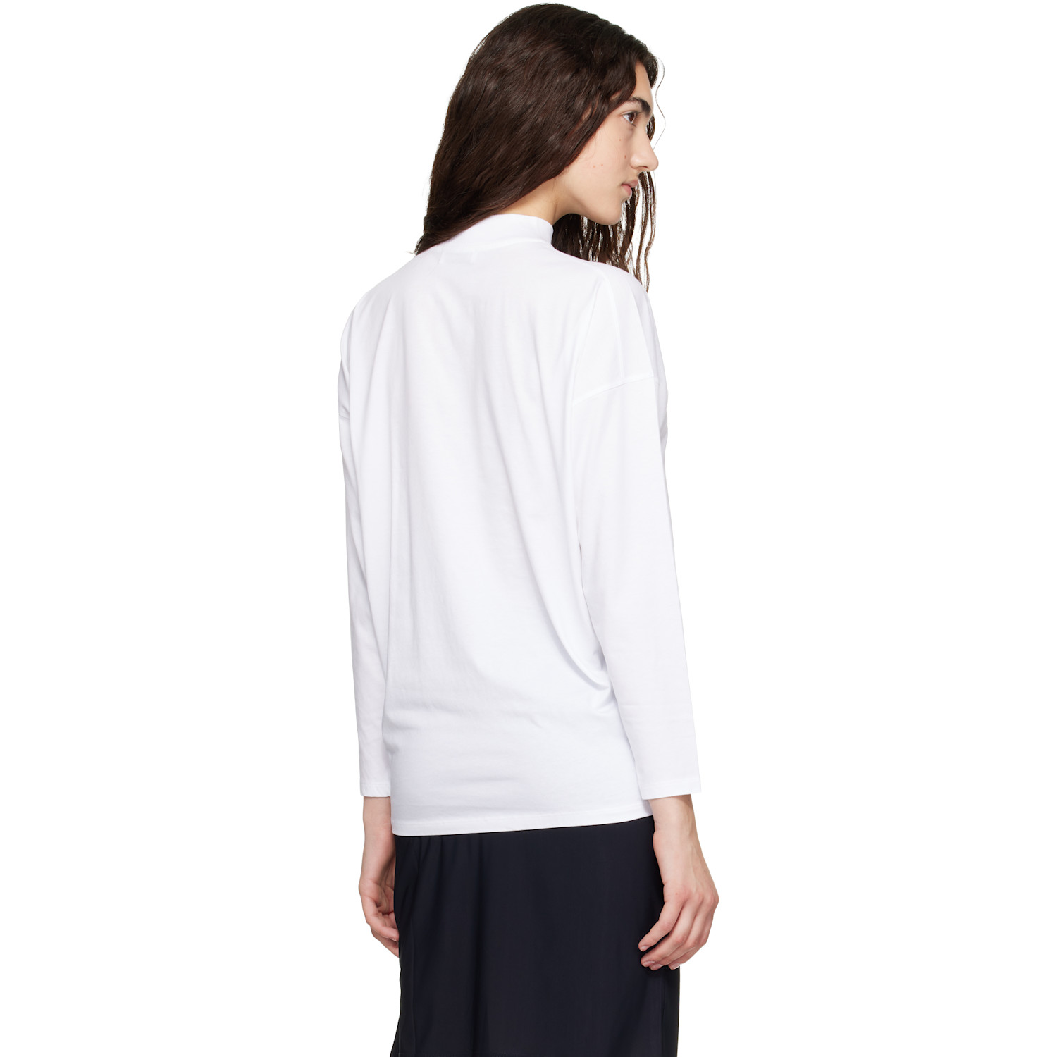 Jil Sander - White Long Sleeves Mock Neck Boxy Fit T-shirt