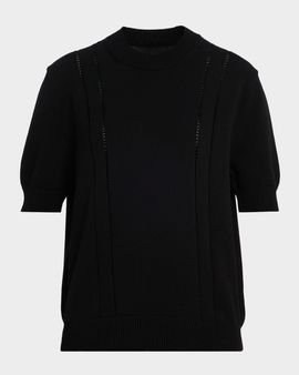 Jil Sander Lattice-Inset Short-Sleeve Sweater