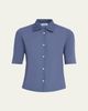 Jil Sander Layered Collar Short-Sleeve Cotton Button-Down Shirt - 1