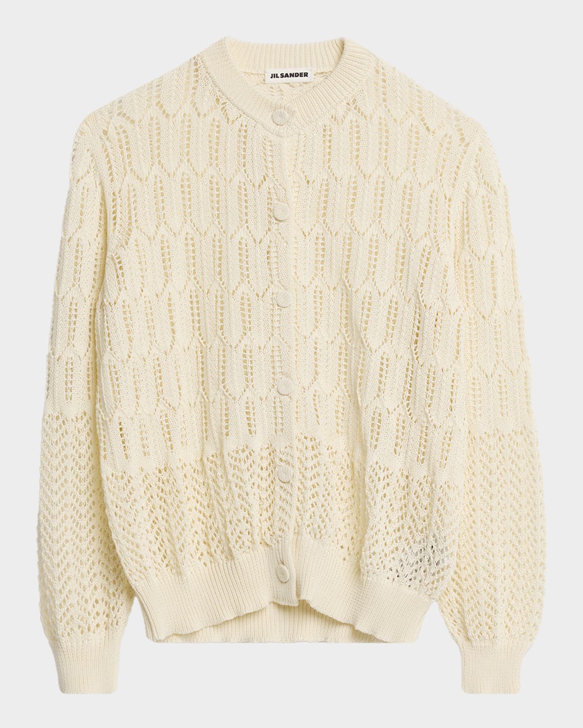 Jil Sander Long-Sleeve Cotton Crewneck Cardigan