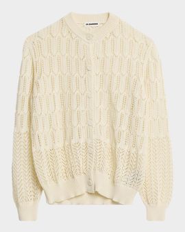 Jil Sander Long-Sleeve Cotton Crewneck Cardigan