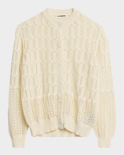 Jil Sander Long-Sleeve Cotton Crewneck Cardigan