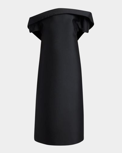 Jil Sander Off-The-Shoulder Silk-Wool Midi Dress