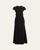 Jil Sander Open Back Short-Sleeve Long Wool Dress - 1