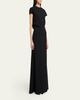 Jil Sander Open Back Short-Sleeve Long Wool Dress - 4
