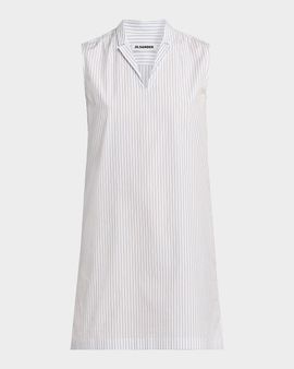 Jil Sander Pinstriped Cotton Poplin Minidress