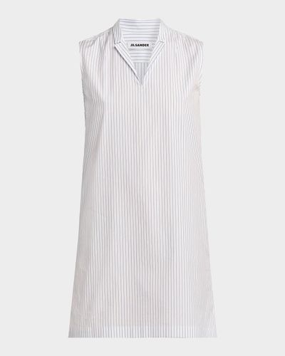 Jil Sander Pinstriped Cotton Poplin Minidress