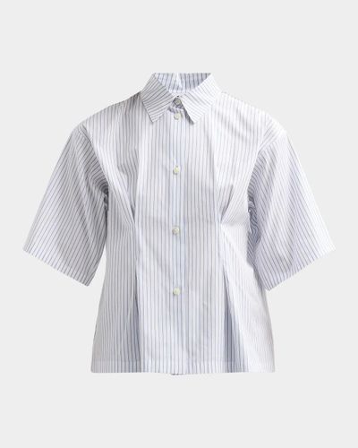 Jil Sander Pinstriped Pleated Short-Sleeve Shirt