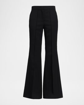 Jil Sander Pintuck Wool Tailored Flared Trousers