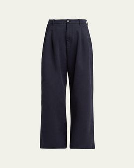 Jil Sander Pleated Cotton Wide-Leg Trousers