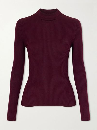 JIL SANDER Ribbed silk and wool-blend sweatshirt
