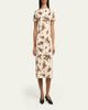 Jil Sander Short-Sleeve Bouquet Viscose Midi Dress - 2