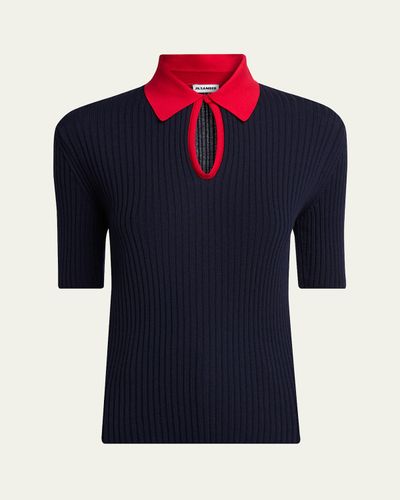 Jil Sander Short-Sleeve Button-Keyhole Polo Shirt