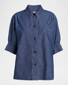 Jil Sander Short-Sleeve Chambray Button-Down Shirt