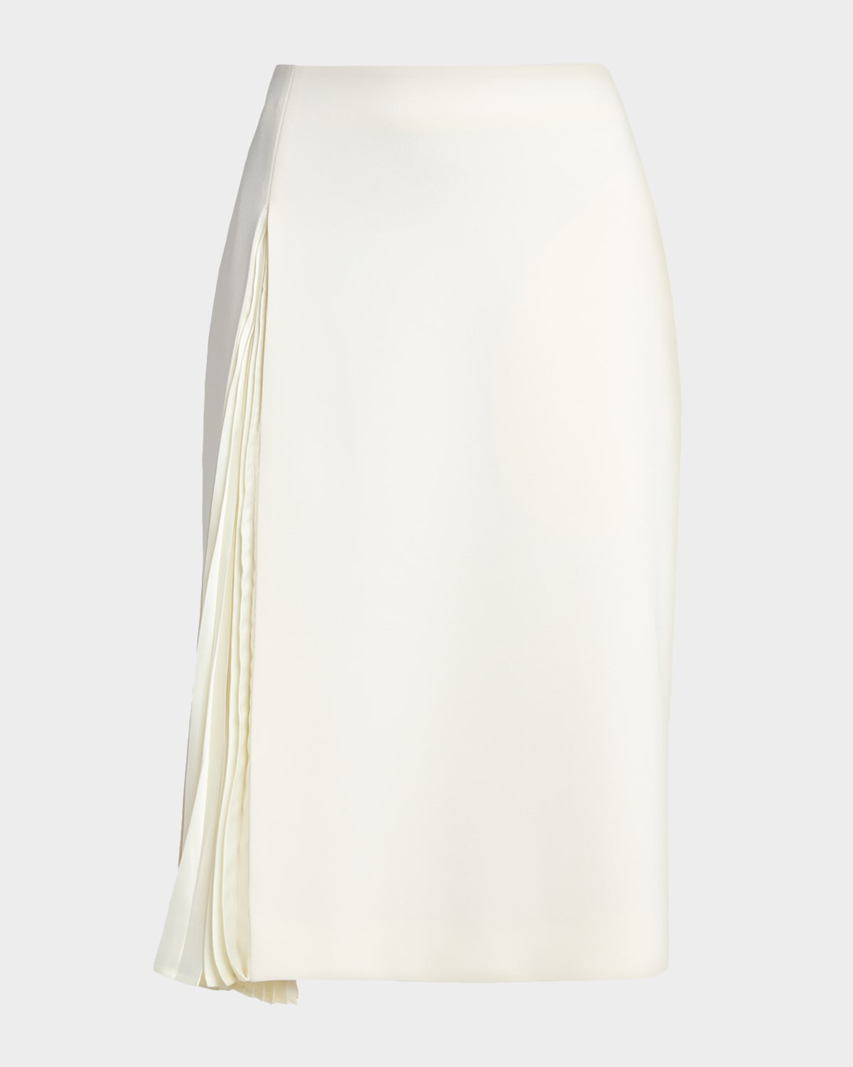 Jil Sander Side-Pleat Wool Sable Knee-Length Skirt