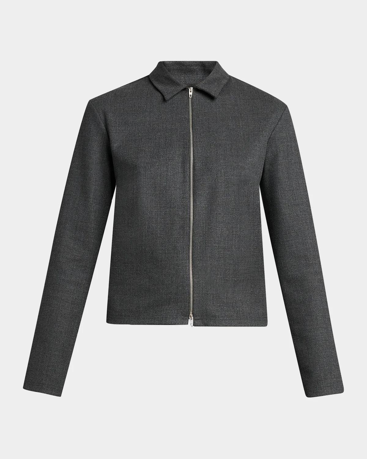 Jil Sander Stretch-Wool Zip-Front Shirt